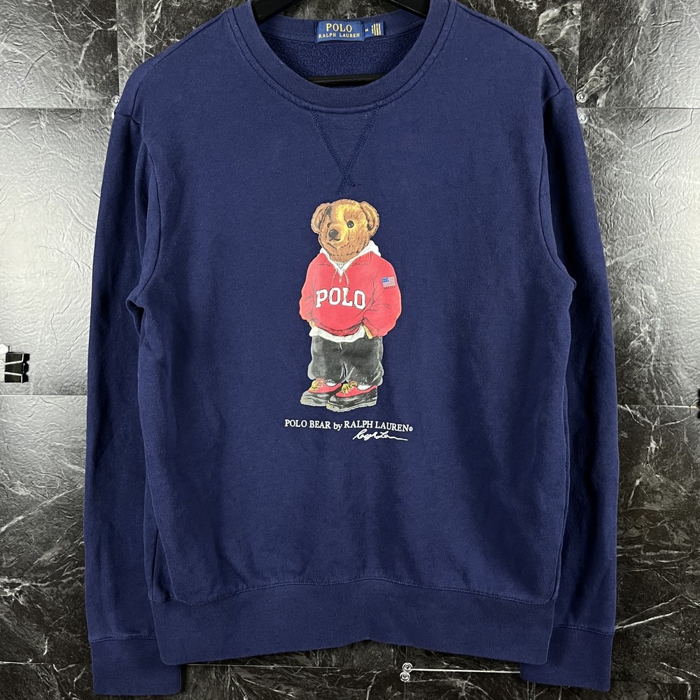 Polo Ralph Lauren Men's Navy Polo Bear Fleece Sweatshirt Medium